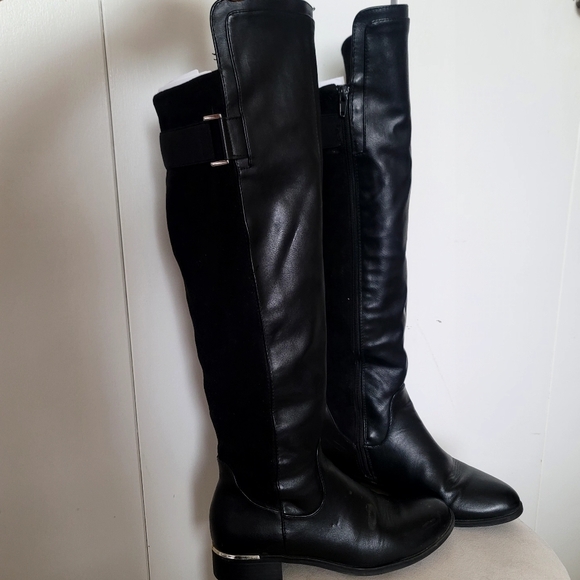 Call It Spring Knee-High Boot Faux Leather Suede Black Size 6 - Picture 3 of 12